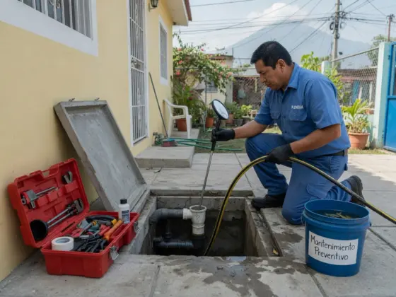 Plomero revisando una instalación